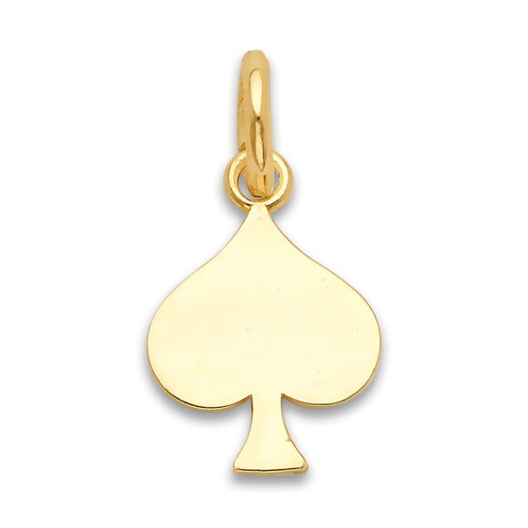 Solid 10k Gold Spade Charm with Jump Ring - Good Luck Jewelry Gifts for Her - Picture 1 of 6